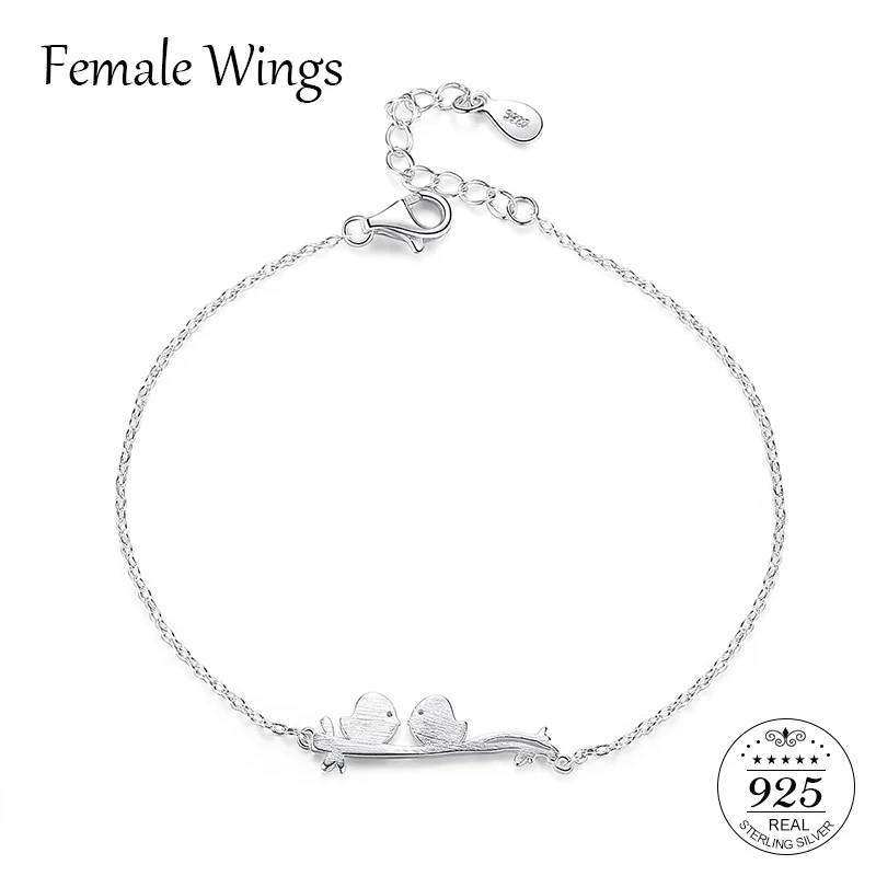 

Female Wings Simple 925 Sterling Silver Animals Birds Chain Bracelet Christmas Gifts Silver Jewelry For Women Pulseras FB004