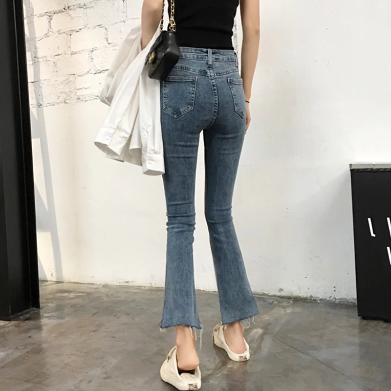 

pantalon femme plus size 2019 Fall winter Korean high waist flare pants fashion black Wild jeans sexy bell bottom pants wonmen