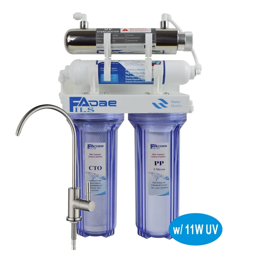 2019 NEW 4 Stage Undersink Drinking Water Filtration System with 11W Ultraviolet Sterilizer for
