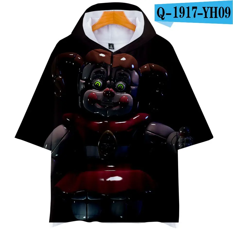 Повседневные толстовки с 3D принтом Five Nights at Freddy одежда для мальчиков и девочек Топы в стиле хип-хоп с короткими рукавами и капюшоном, большие размеры - Цвет: color at picture