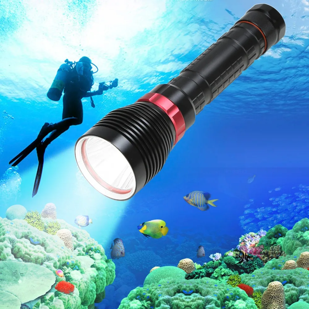 Anjoet Водонепроницаемый подводный 100 м Дайвинг дайвер XM-L2 светодиодный светильник вспышка лампа рыба белый светильник 18650 перезаряжаемый аккумулятор фонарь