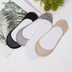 Классические полосатые летние тонкие носки-башмачки Модные женские открытые носки на высоком каблуке тапочки женские дышащие невидимые