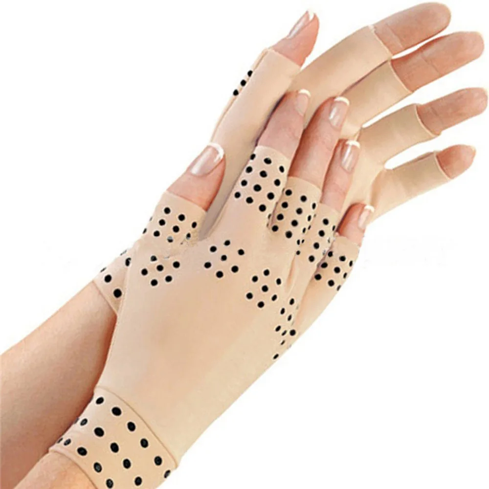 

New 1 Pair Magnetic Therapy Fingerless Gloves Arthritis Pain Relief Heal Joints Braces Supports Health Care Tool Foot Care Tool