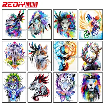

REDIY LADIY Diamond Painting Cross Stitch Diy Diamond Embroidery Garland Lion Full Square Drill Diamond Mosaic Pasted Needlework