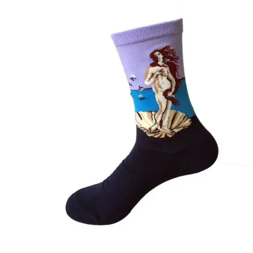 Новинка, модные носки с 3D рисунком в стиле ретро, носки унисекс, женские и мужские, забавные, новинка, звездная ночь, винтажные носки - Цвет: H