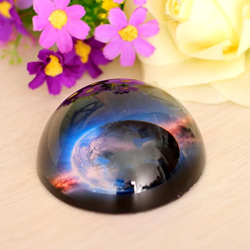 80mm 3D Planet Pattern Decorative Glass Paperweights Crystal Half Sphere Ball Collection Tabletop Feng Shui Souvenir Home Decor (3)