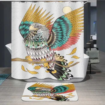 

Number Print Waterproof Shower Curtain Polyester Fabric Bath Curtain Home Bathroom Curtains with 12 Hooks Shower Curtains
