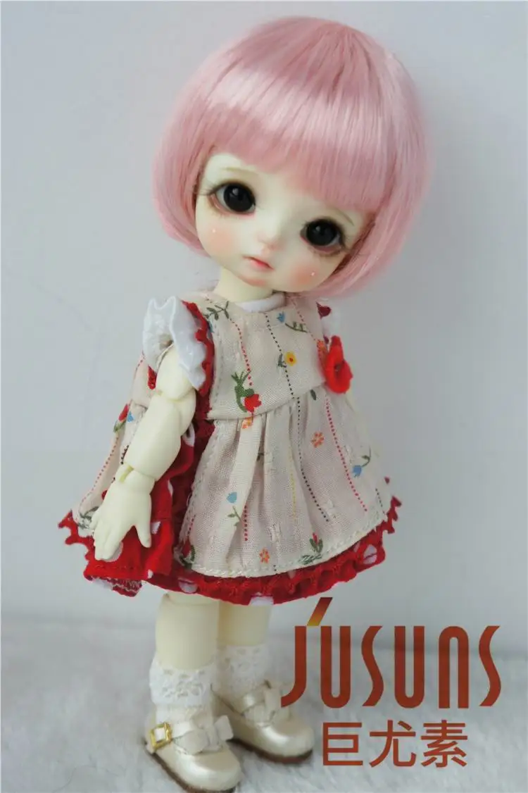 JD256 1/8 прекрасные куклы bjd парики Размер 5-6 дюймов короткие кукольные Парики Модные кукольные аксессуары - Цвет: Pink SM65