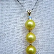 Натуральная 10-11 мм Натуральная Южная Морская Золотая жемчужина ожерелье, подвеска из золота