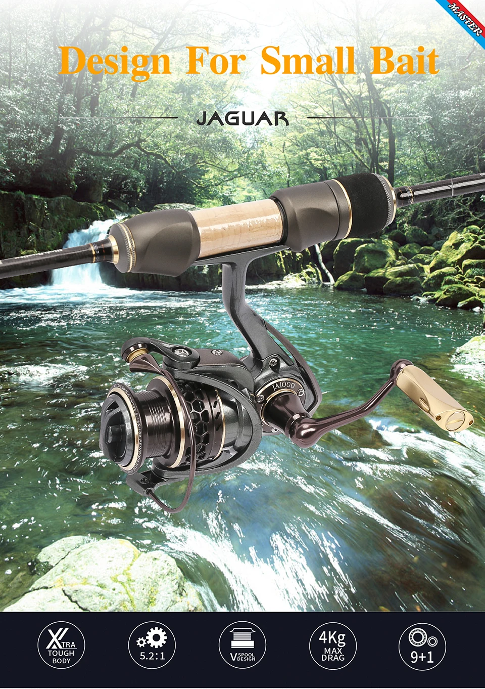 Carretel de Pesca 9 + 1bb. Tsurinoya Jaguar 4000 5000 Fiação 2:1 4 kg Duplo Metal Carretel Isca Moulinet Peche 1000 2000 3000 3 fiação carretel de pesca 9 + 1bb.