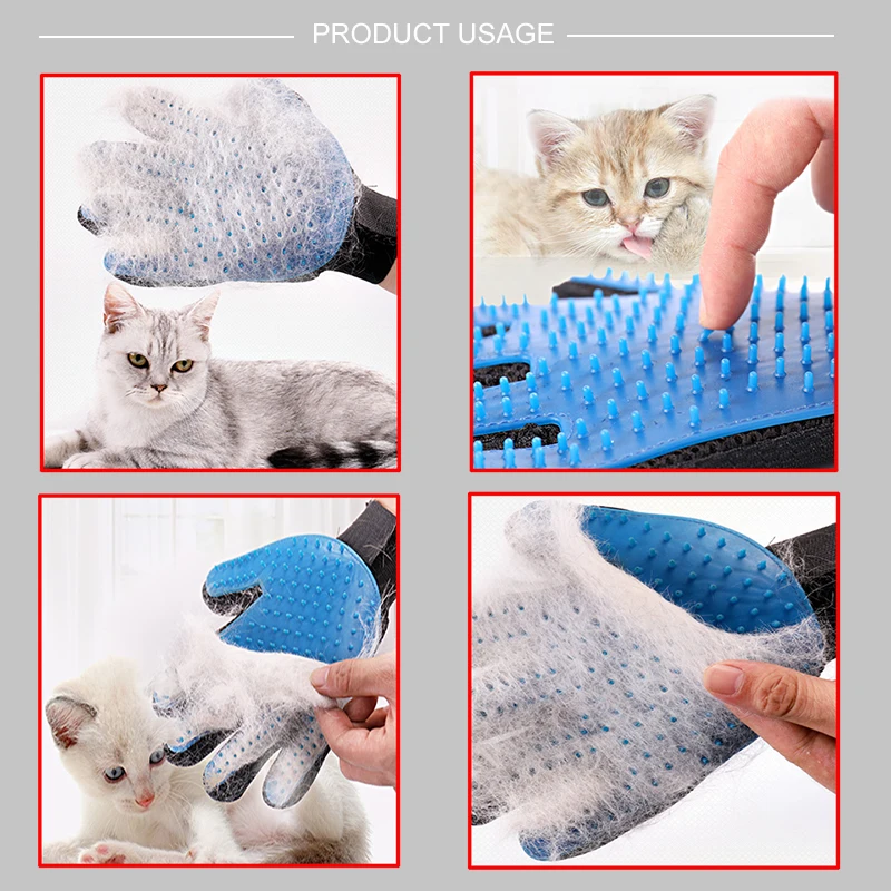 Pet Grooming Gloves Cat Hair Deshedding Brush for Dog and Cat Bath Clean Massage