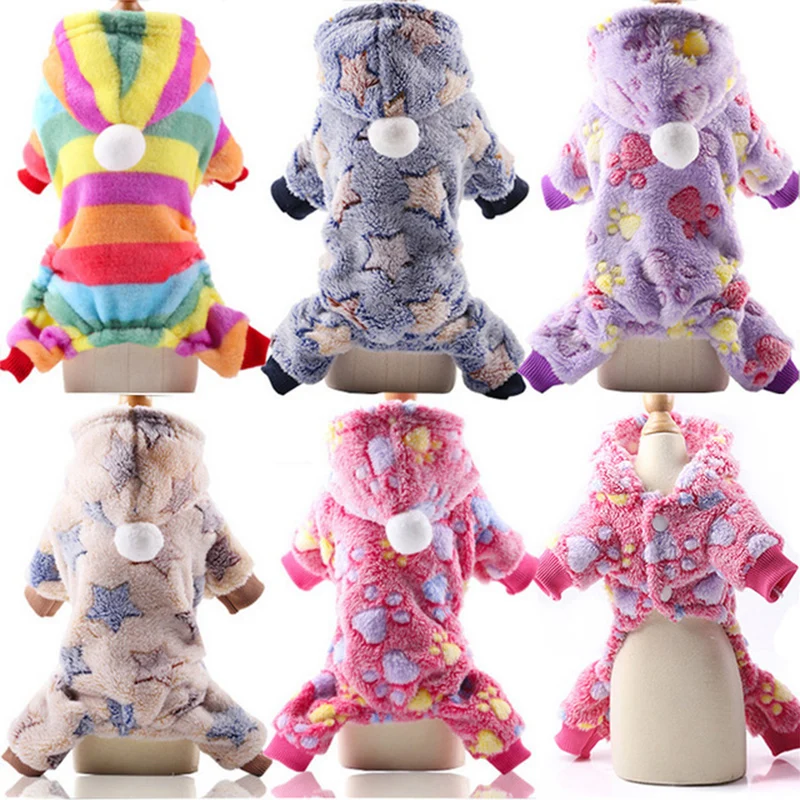 

Dog Clothes Pajamas Fleece Jumpsuit Winter Dog Clothing Four Legs Warm Pet Clothing Outfit Small Dog Star Costume Apparel