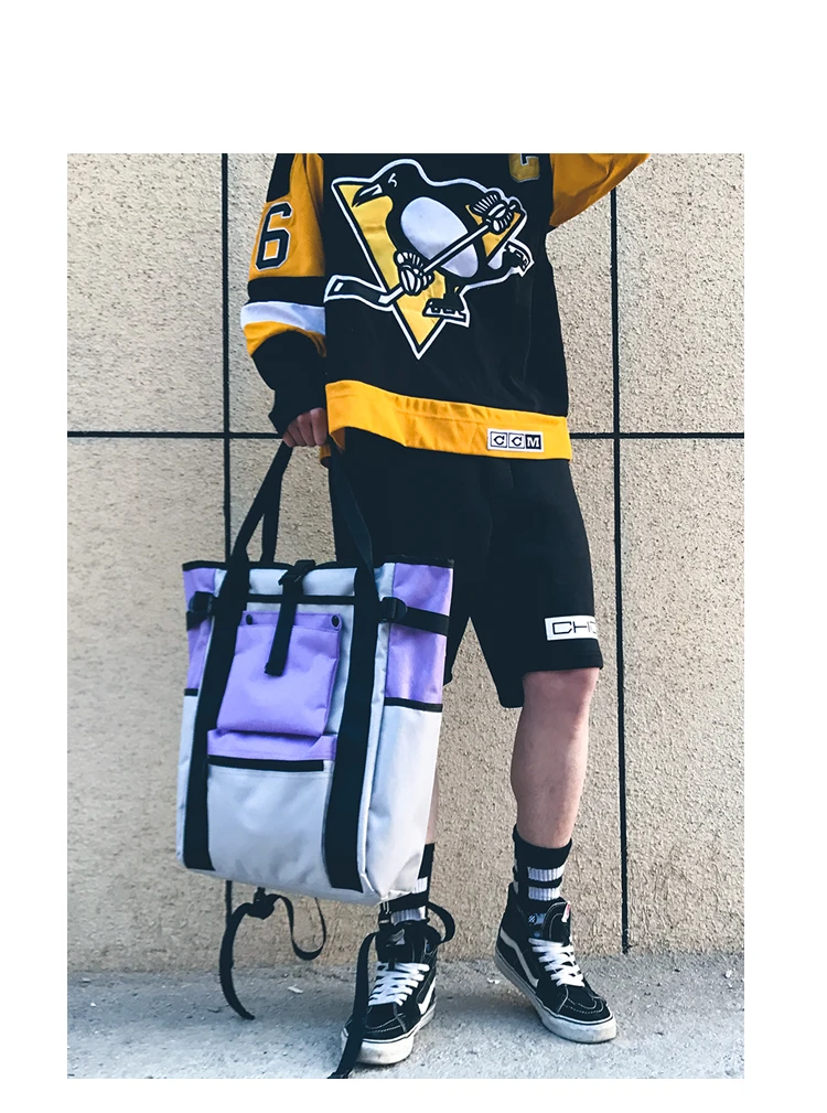 Dual Handbag Student School Bag Street Fashion High Capacity Backpack Wemen Oxford Fashion Men Panelled Hip-Hop Boy backpack08