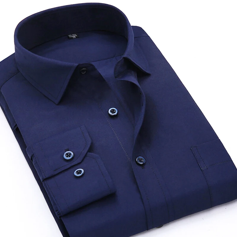 2017New Fashion Summer Slim Fit Shirts Solid Gentleman Long Sleeve