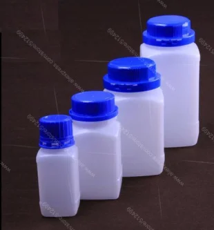 

100ml 250ml 500ml 1000ml plastic square reagent liquid bottles,specimen bottle with theft-proofing cap,blue lid