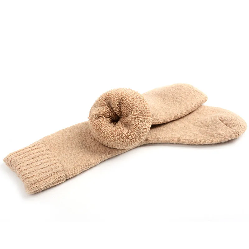 Женская зимняя теплая толстые шерстяные кашемировые носки черный мягкий высокое качество повседневное однотонные женские термальность экипажа носки для