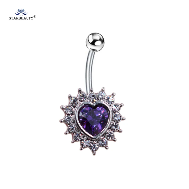 

Starbeauty Purple Crystal Heart Belly Ring Cute Navel Piercing Ombligo Belly Piercing Nombril Belly Button Rings Pircing Earring