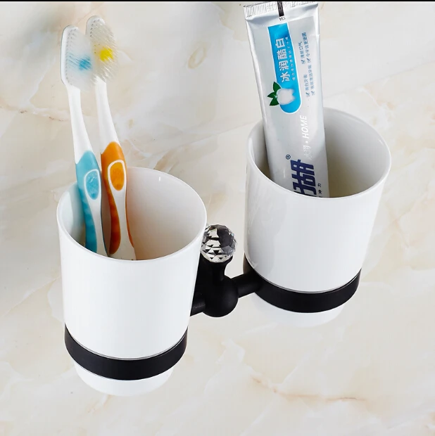 European Style Double Cup Holder Toothbrush With Ceramic Cups European Style Double Cup Holder Toothbrush With Ceramic Cups Black Br Rack Tumbler Wall