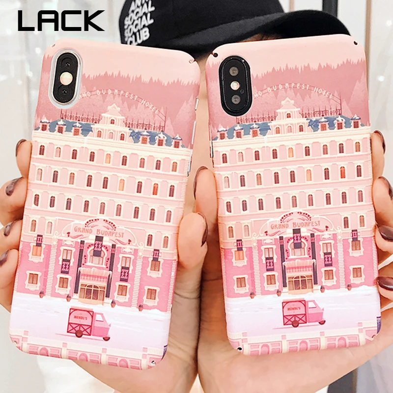 

LACK Fashion Budapest Hotel Phone Case For iphone 7 6 6s 8 Plus Cartoon Hard PC Cases For iphone X Full Protection Back Cover
