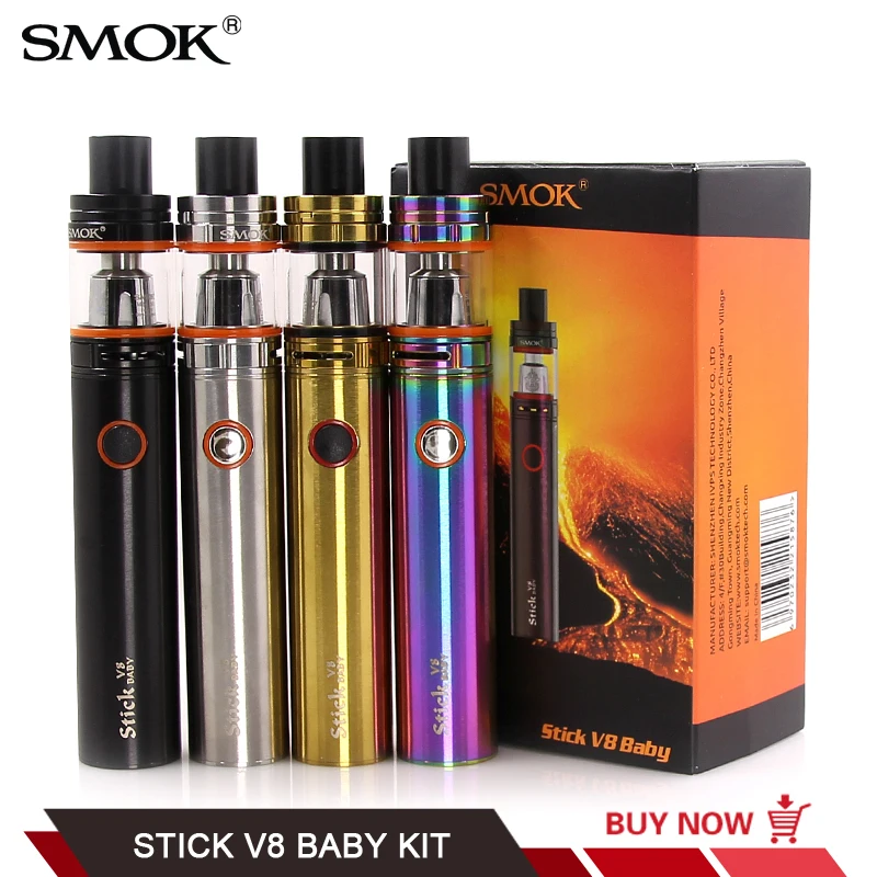 100% Original Smok Stick V8 Baby Kit with TFV8 Baby Tank 2000mah Built-in Battery Pen style Vaporizer VS Ijust 3 EGO AIO Vape