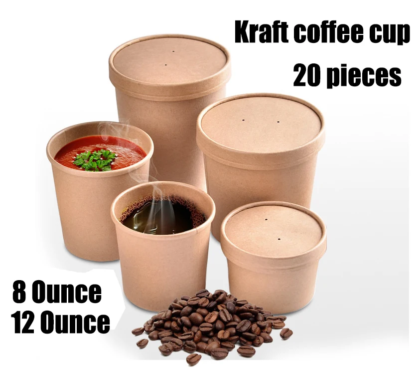 

paper cups Kraft paper box Soup Cup 20 pieces
