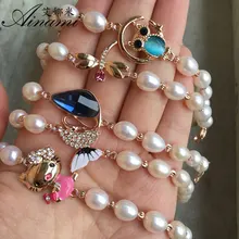 [Ainami] ручной работы натуральный жемчуг druzy браслет натуральный со многими видами животных браслеты подарок для ребенка