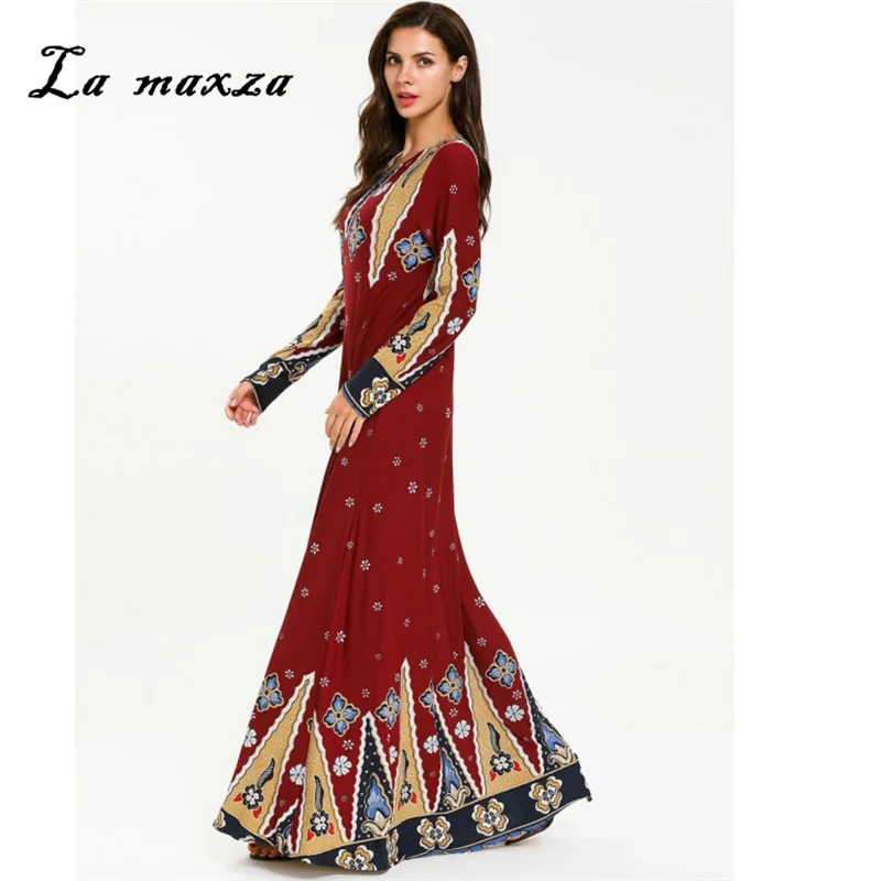 

Womens Muslim Abaya Maxi Dress Modest Islamic Robe Kaftan Dubai Muslim Dress Print Loose Evening 7727