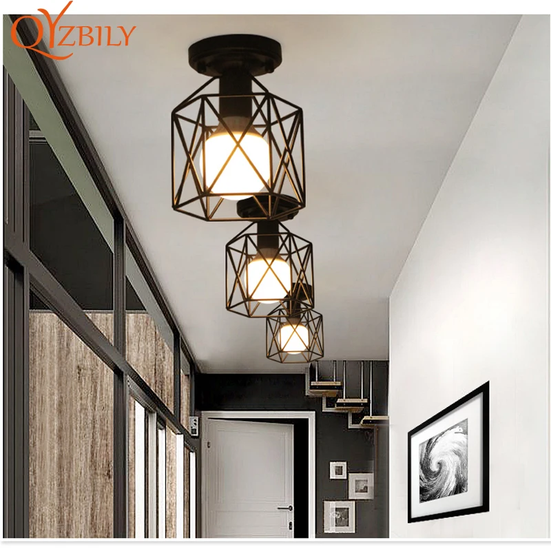 Ceiling lights Minimalist Retro Ceiling Lamp Glass E27 industrial decor lamps for living room Home Lighting Lustre Luminaria