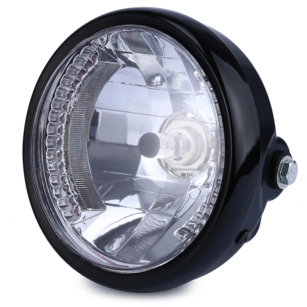 

7 Inch Motorcycle Headlight 35W 2250Lm Amber LED Turn Signal Light Round Head Lamp for Cafe Racer Moto Accessories