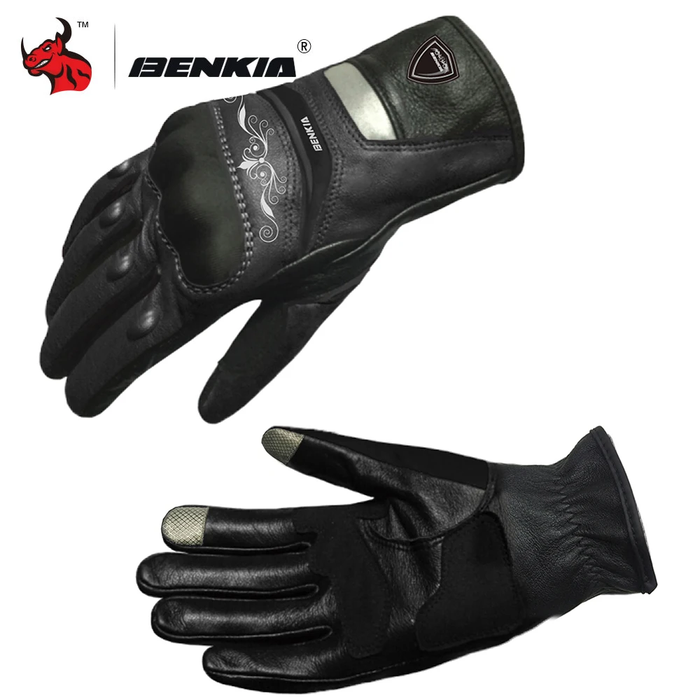 

BENKIA Motorcycle Gloves PU Leather Touch Screen Motocross Gloves Full Finger Riding Motorbike Motocross Guantes Gloves