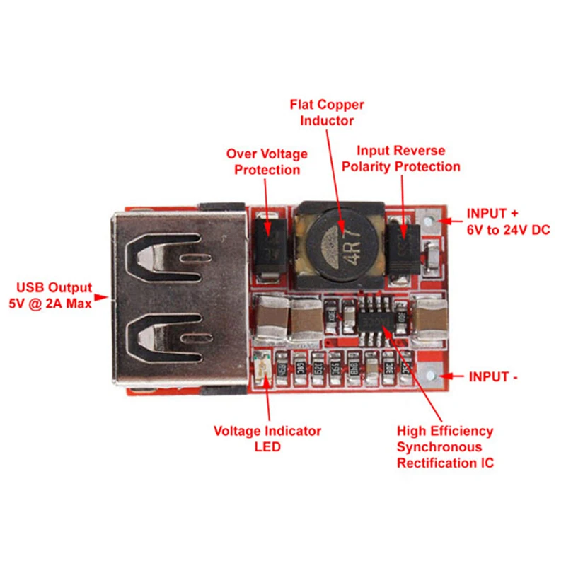 

1PCS DC 12V/24V To 5V 3A 6-24V Mini USB Output Charger Step Down Power Module DC-DC Adjustable Buck Converter