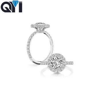 

QYI silver engagement ring For Women 925 Sterling Silver Wedding Ring Jewelry 2 ct Round Cubic Zircon Bridesmaid Gifts