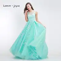 Elegant พรหมชุดยาว 2019 ใหม่ O-Neck Appliques ภาพลวงตายาว A-Line Tulle โรแมนติกกิจกรรมชุด Plus ขนาด