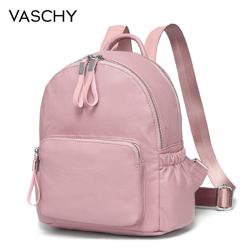 VASCHY золотой мини-Рюкзак Кошелек, Vaschy искусственная кожа маленький рюкзак для женщин милый рюкзак сумка пакет сумка kawaii рюкзак - Цвет: Pink
