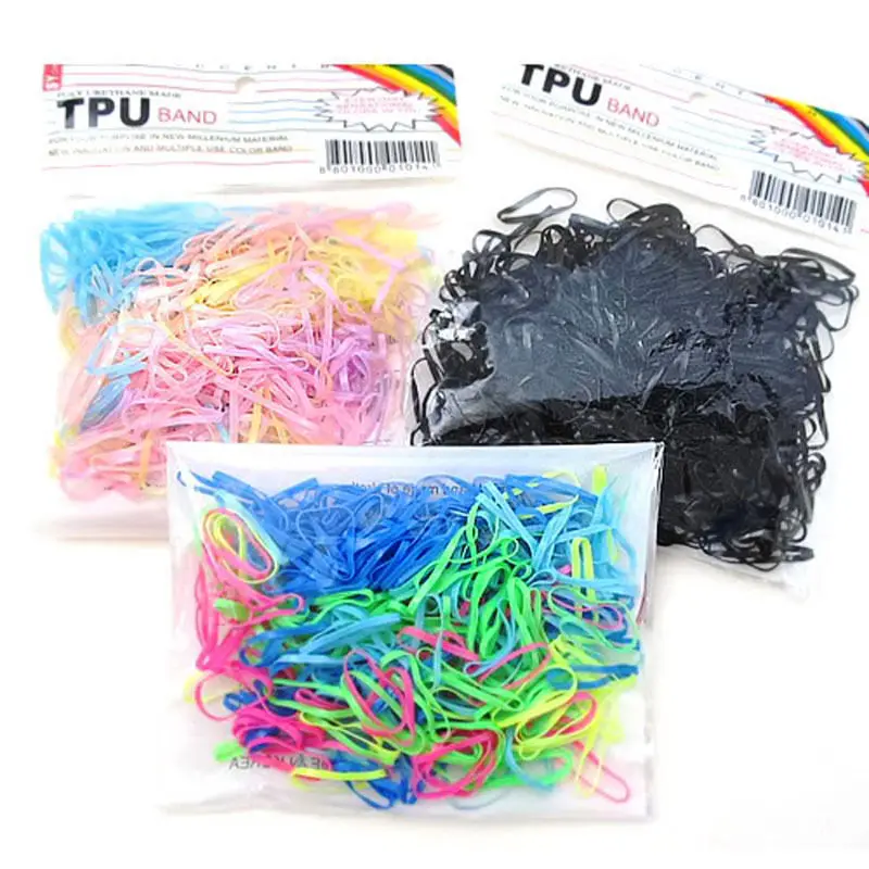 

300pcs/pack Rubber Rope Ponytail Holder Elastic Hair Bands Ties Braids Plaits hair clip headband Women Beauty Hair Accessories