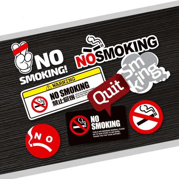 Reflective NO SMOKING Car Body Sticker Decals Accessory Samll Cartoon