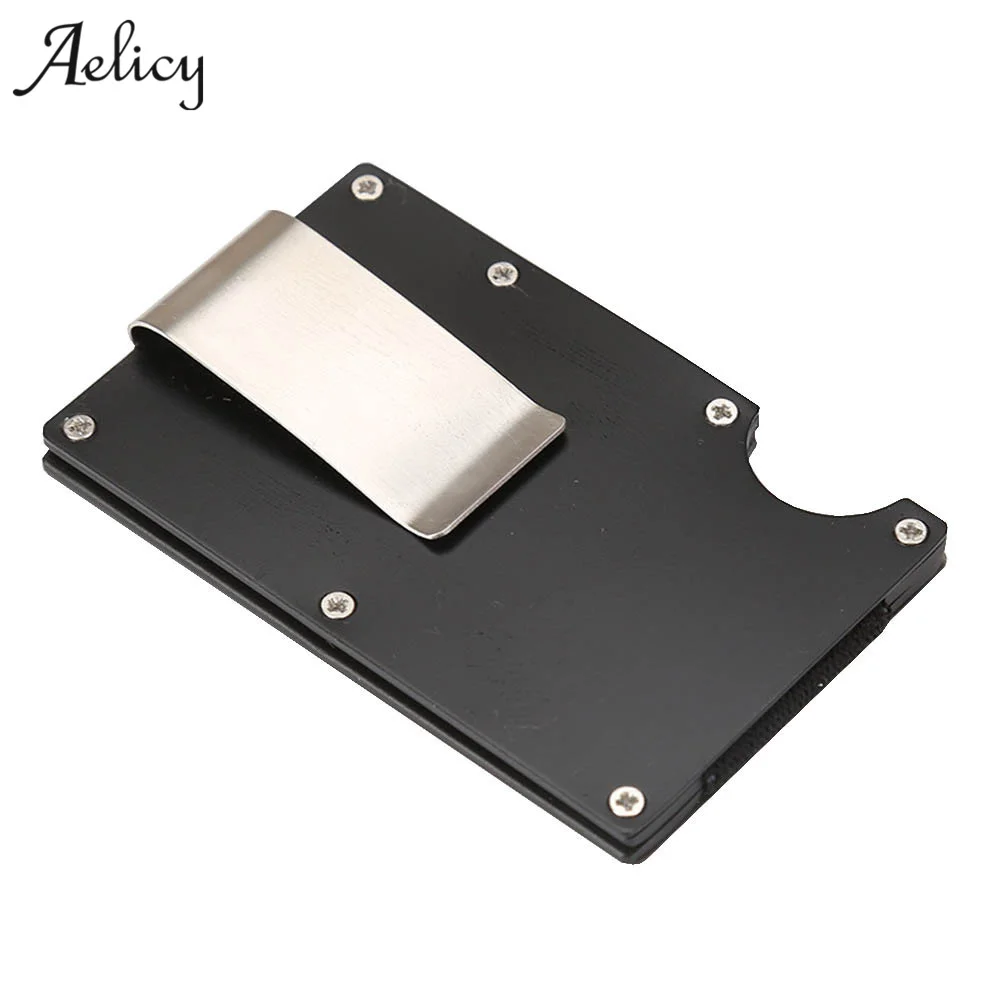 

Aelicy Metal Mini Money Clip Brand Fashion Black White Credit Card ID Holder Business Anti-chief Wallet money clip wallet 2019 A