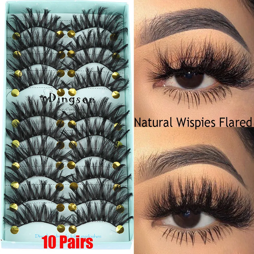 

10 Pairs 3D Soft Faux Mink Hair False Eyelashes Long Wispies Fluffy Thick Multilayer Lashes Natural Makeup Handmade Fake Eyelash