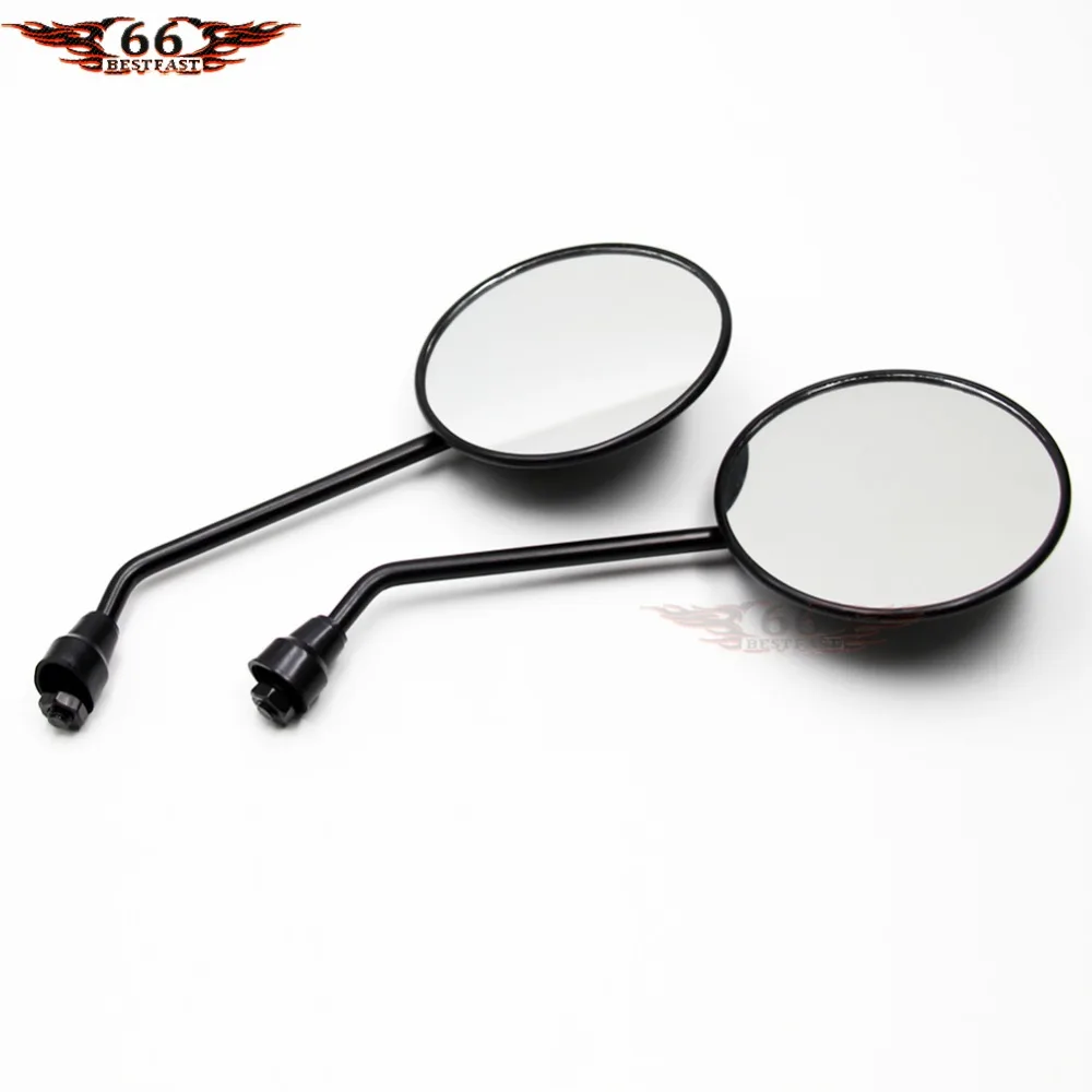 8mm Pair Round Black Scooter Moped Mirrors Universal Fit