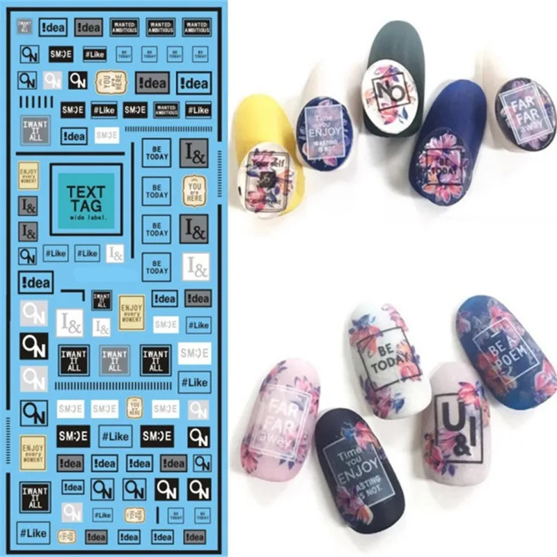 

1 Sheet English Geometric patterns Nail Art Stickers Water Decals Transfer Stickers Manicure Marble Nail Design Sticker