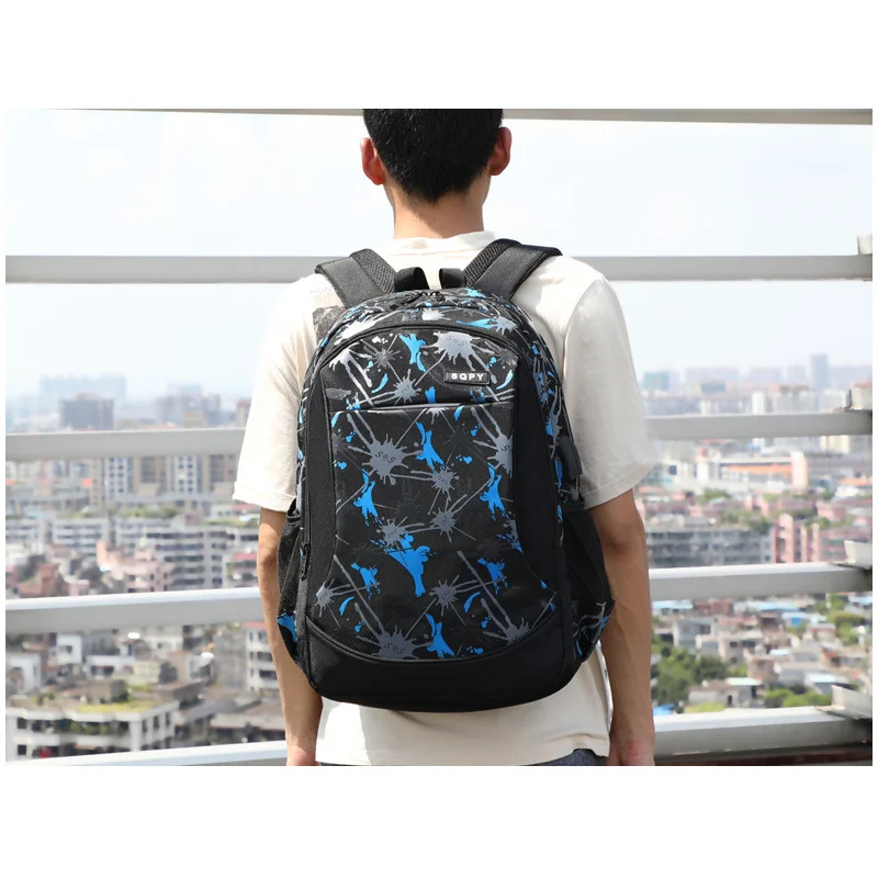 

Men's Oxford cloth with USB charging function outdoor sports backpack casual fashion multi-functional student travel backpack