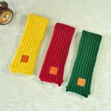 Модный детский вязаный однотонный шарф, утолщенные зимние теплые шейные шарфы для мальчиков и девочек, KNG88