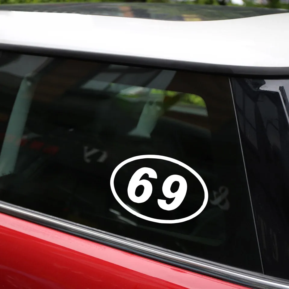Cunymagos 69 SIXTY-NINE NUMBER OVAL Reflective Car Sticker Motorcycle Car Decoration Accessories Creative Car Sticker Car Styling 1510CM (7)