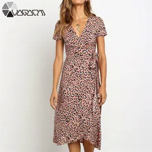 2019 Leopard Dress Women Sexy V-neck Bodycon Dresses Elegant Long Chiffon Dress Short Sleeve Vintage Vestidos Summer Dresses New 2019 Leopard Dress Women Sexy V-neck Bodycon Dresses Elegant Long Chiffon Dress Short Sleeve Vintage Vestidos Summer Dresses New