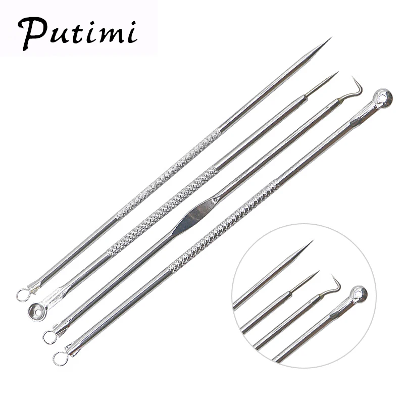 

Putimi 4pcs/set Professional Acne Needle Blackhead Blemish Pimple Extractor Remover Spot Cleaner Beauty Skin Care Tool for Face