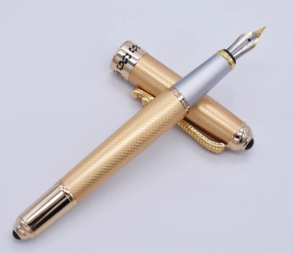 Jinhao Роскошная авторучка классический стиль клипса с драконом, Средний Golden Золотая авторучка для подписи канцелярские принадлежности