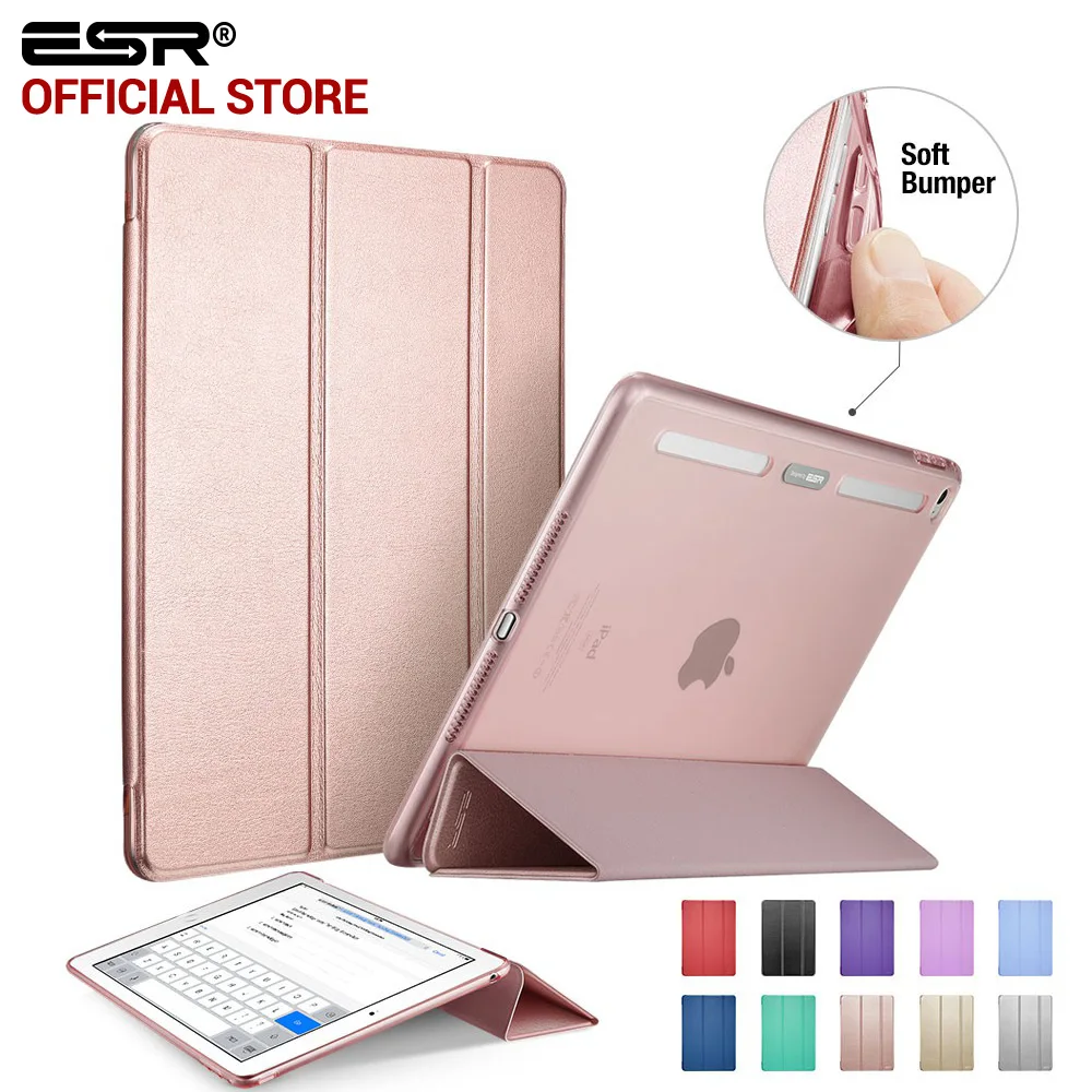 Case for iPad Air 2, ESR PU Leather Front Cover+Soft TPU Bumper Edge Stand color Auto Sleep Smart case for iPad Air 2 for iPad 6