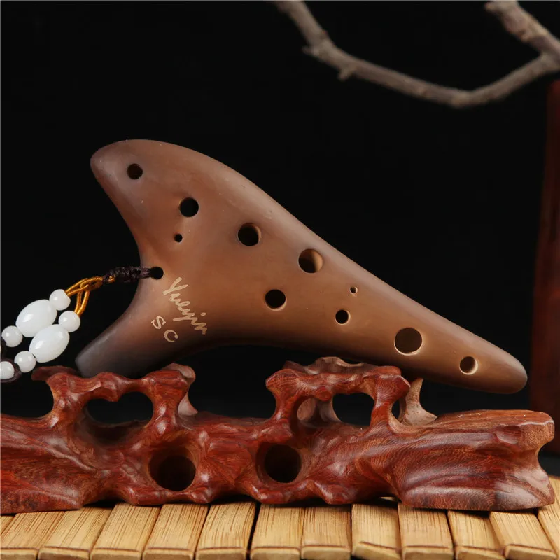 High Quality 12 Hole Ocarina Alto &Soprano C/G/F Key Smoked Burning Process Professional Ceramic  Flute Musical Instruments