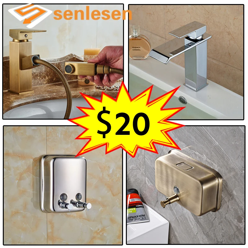 Senlesen Chrome/ Antique Brass Pull Out Sprayer Wall ...
