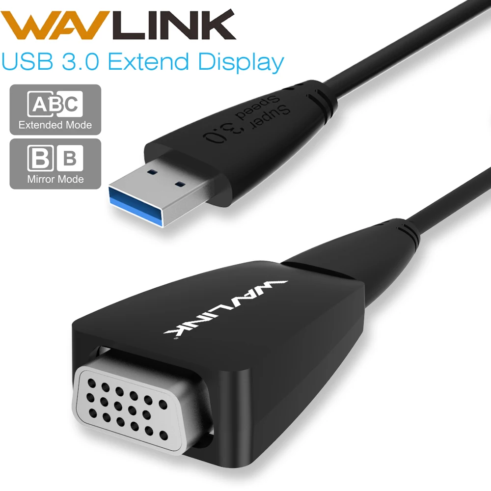 

Wavlink USB 3.0 to VGA Adapter Converter Cable Video Graphics UGA Display Card HD 1920x1080 for PC Laptop Windows Free Shipping
